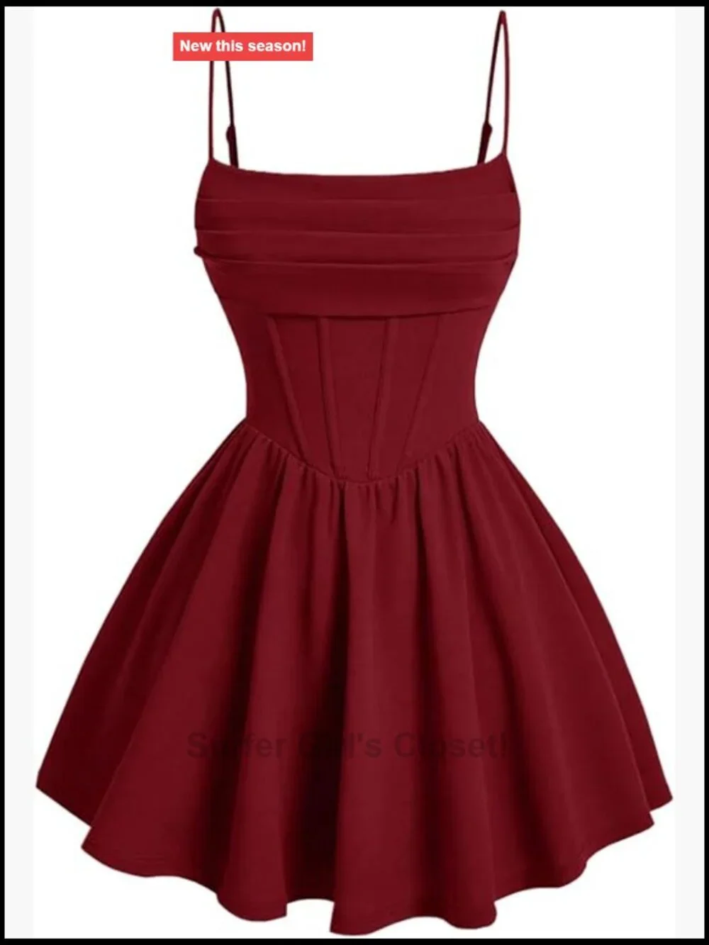 Ruched Corset Mini Dress Spaghetti Strap Sleeveless Cami Fit & Flare